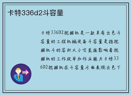 卡特336d2斗容量